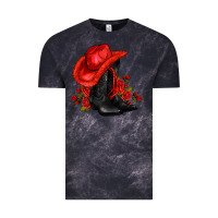 Cloud Black valentines day cowboy boots red  and roses Vintage Tee - AdoDesignShop