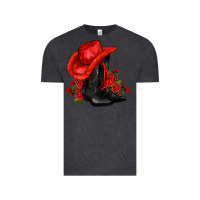 Vintage Black valentines day cowboy boots red  and roses Vintage Tee - AdoDesignShop
