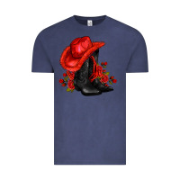 Vintage Denim valentines day cowboy boots red  and roses Vintage Tee - AdoDesignShop