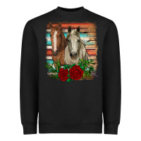 Black horses with roses Heavyweight Sweatshirt - RanaPortraitStore