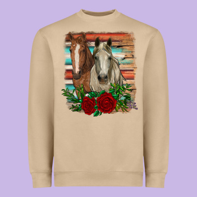 Horses With Roses Heavyweight Sweatshirt Designed By Ranaportraitstore