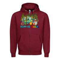 Burgundy hippie soul camping Zipper Hoodie - BarkalooDesign