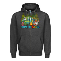 Charcoal Heather hippie soul camping Zipper Hoodie - BarkalooDesign