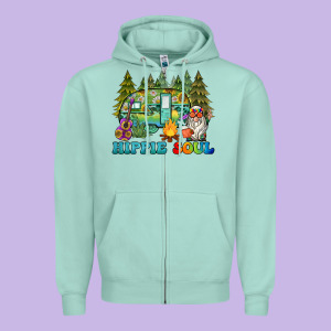 Hippie Soul Camping Zipper Hoodie Designed By Barkaloodesign