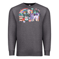 Charcoal Heather unicorn coffee cups Premium Sweatshirt - NancyCooperArtShop