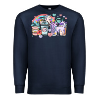 Navy unicorn coffee cups Premium Sweatshirt - NancyCooperArtShop