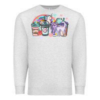 Oatmeal Heather unicorn coffee cups Premium Sweatshirt - NancyCooperArtShop