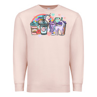 Pale Pink unicorn coffee cups Premium Sweatshirt - NancyCooperArtShop