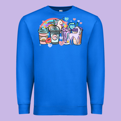 Unicorn Coffee Cups Premium Sweatshirt Designed By Nancycooperartshop