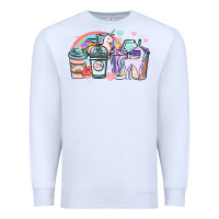 White unicorn coffee cups Premium Sweatshirt - NancyCooperArtShop