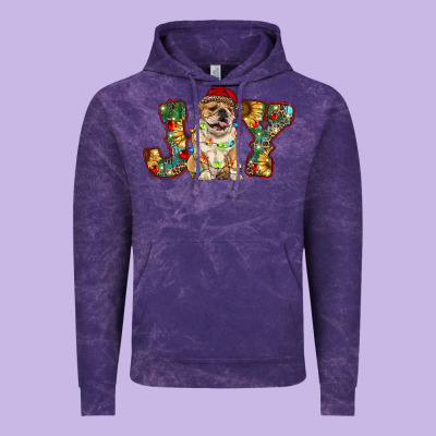 Bulldog Christmas Joy Vintage Hoodie Designed By Ranaportraitstore