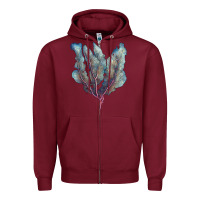 Burgundy Venus Fan Sea Coral Zipper Hoodie - LillyAllenDesigns