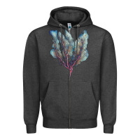 Charcoal Heather Venus Fan Sea Coral Zipper Hoodie - LillyAllenDesigns