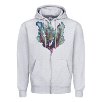 Heather Grey Venus Fan Sea Coral Zipper Hoodie - LillyAllenDesigns