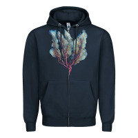 Navy Venus Fan Sea Coral Zipper Hoodie - LillyAllenDesigns