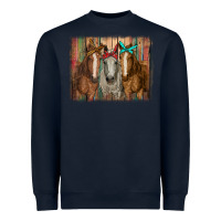 Navy horses with bandanas Heavyweight Sweatshirt - RanaPortraitStore