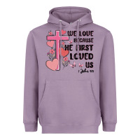 Lavender we love because he first loved us Heavyweight Hoodie - MaliasSmallBusiness