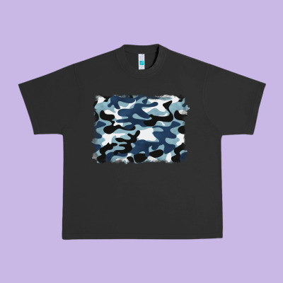 Blue Camouflage Background Urban Heavy Tee Designed By Barkaloodesign