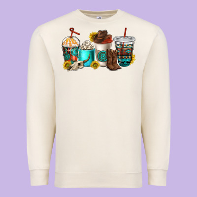 Western Coffee Cups Premium Sweatshirt Designed By Nancycooperartshop