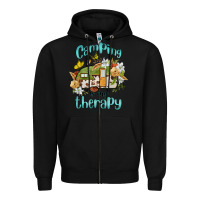 Black camping is my therapy Zipper Hoodie - BarkalooDesign