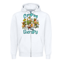 White camping is my therapy Zipper Hoodie - BarkalooDesign