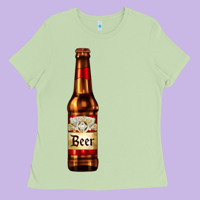 Red Beer Bottle Ladies Tee Designed By Adodesignshop