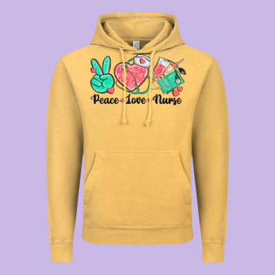 Peace Love Nurse Vintage Hoodie Designed By Texasbilliewilder