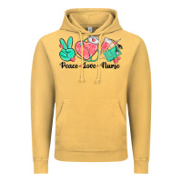 Vintage Mustard peace love nurse Vintage Hoodie - texasbilliewilder