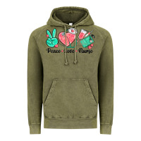 Vintage Olive peace love nurse Vintage Hoodie - texasbilliewilder
