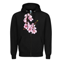 Black Peach Blossom Zipper Hoodie - LillyAllenDesigns