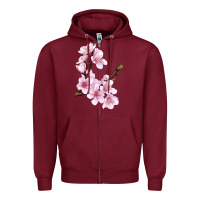 Burgundy Peach Blossom Zipper Hoodie - LillyAllenDesigns