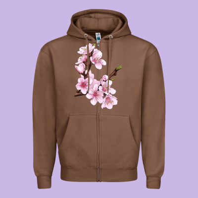 Peach Blossom Zipper Hoodie Designed By Lillyallendesigns