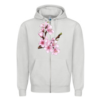 Dove Grey Peach Blossom Zipper Hoodie - LillyAllenDesigns
