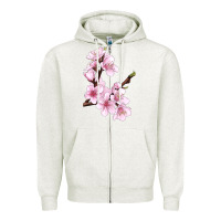 Oatmeal Heather Peach Blossom Zipper Hoodie - LillyAllenDesigns