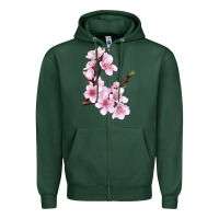 Sports Green Peach Blossom Zipper Hoodie - LillyAllenDesigns