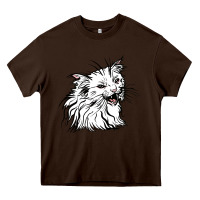 Chocolate Brown Drawing Cat Heavy Core Tee - RacoonDesign