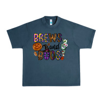 Midnight Navy Brews And Boos Urban Heavy Tee - CowhideDigitalArt