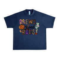 Navy Brews And Boos Urban Heavy Tee - CowhideDigitalArt