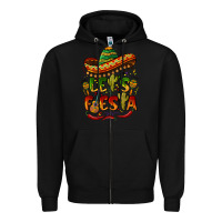 Black let's fiesta mexican hat Zipper Hoodie - BarkalooDesign