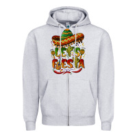 Heather Grey let's fiesta mexican hat Zipper Hoodie - BarkalooDesign