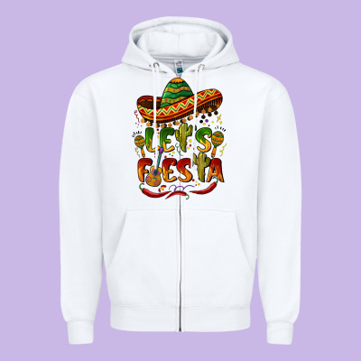 Let's Fiesta Mexican Hat Zipper Hoodie Designed By Barkaloodesign