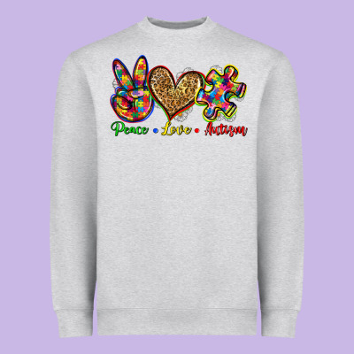 Peace Love Autism Heavyweight Sweatshirt Designed By Zillion Design Studio