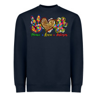 Navy peace love autism Heavyweight Sweatshirt - Zillion Design Studio