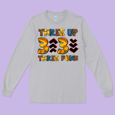 Three Up Three Down Softball Long Sleeve Tee Designed By Adodesignshop