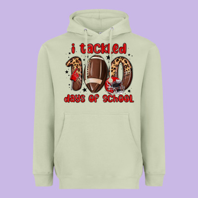 I Tackled 100 Days Of School Heavyweight Hoodie Designed By Maliassmallbusiness