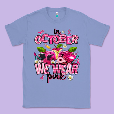 In October We Wear Pink Teachers Classic Tee Designed By Adodesignshop