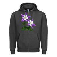 Charcoal Heather rocky mountain columbine Zipper Hoodie - LillyAllenDesigns