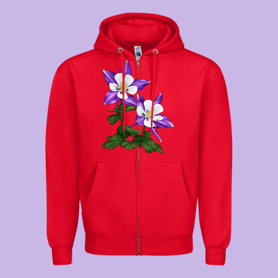 Rocky Mountain Columbine Zipper Hoodie Designed By Lillyallendesigns
