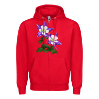 Red rocky mountain columbine Zipper Hoodie - LillyAllenDesigns
