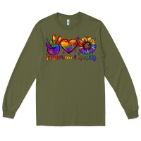 Army Green peace love equality Long Sleeve Tee - JahusDesignShop